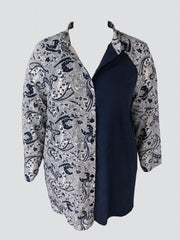 Boho Paisley Print Long Sleeve Dress Plus Size Button Up