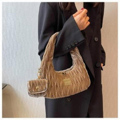 Velvet Tote Bag Large Capacity Casual Handbag Shoulder Bag
