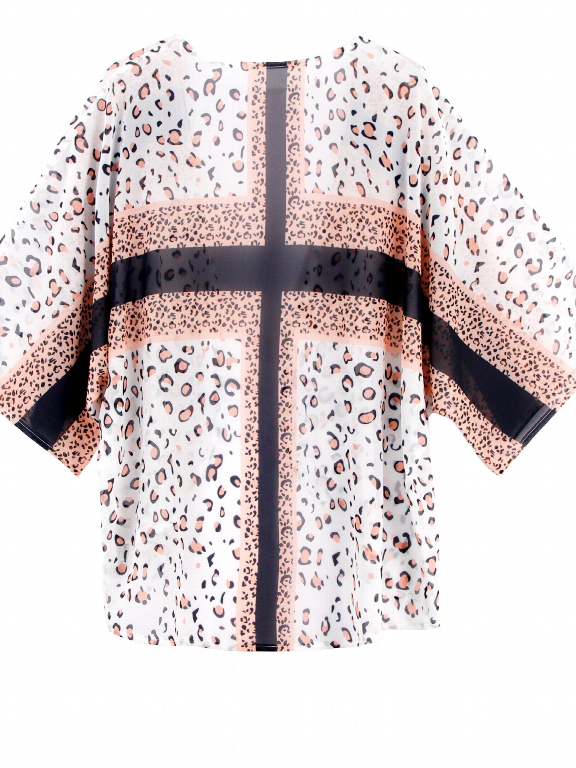 Colorblock V Neck Cover Up Shirt Loose Fit