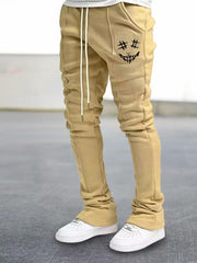 Men's Drawstring Flare Pants Slim Fit Stylish Comfortable Trousers