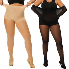 2 Pairs Plus Size Colorblock Sheer Pantyhose Set