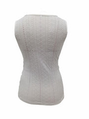 Embroidered Cross V Neck Tank Top Button Sleeveless
