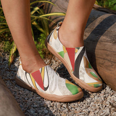 Women's Geometric Printed Slip-On Canvas Shoes, Casual Flat Shoes