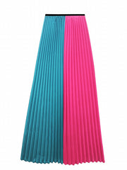 Colorblock High Rise Maxi Pleated Skirt