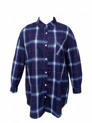 Plaid Print Button Up Long Sleeve Blouse