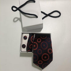 Men's Round Dot Tie Set with Pocket Square Cufflinks