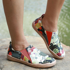 Floral Print Canvas Slip On Walking Shoes Soft Sole Casual Flat