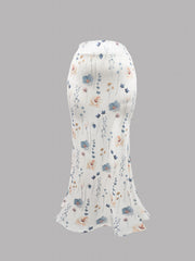 Floral Print High Rise Maxi Mermaid Skirt