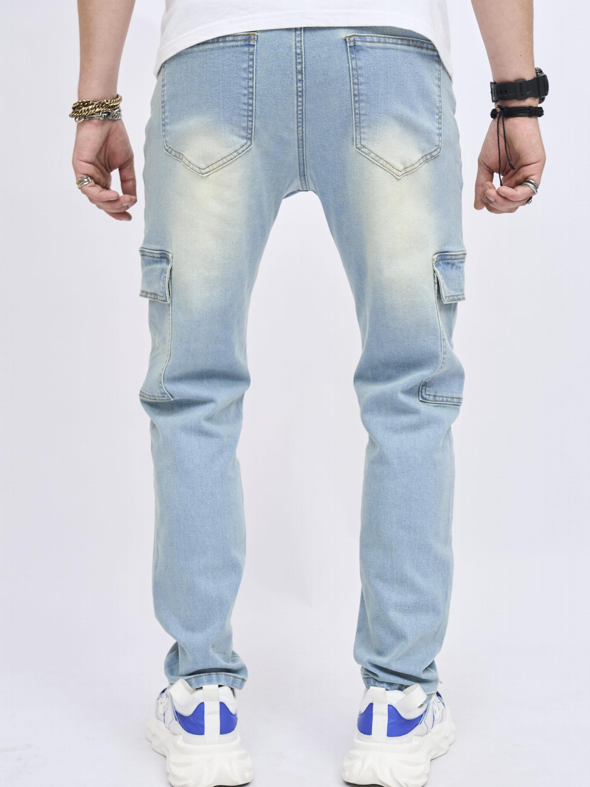 Ripped Jeans Men Casual Medium Stretch Denim Pants