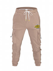 Men's Casual World Print Pockets Drawstrings Cargo Pants