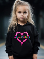 Kid's Cartoon Heart & Letter Print Outfit Hoodie & Pants Set