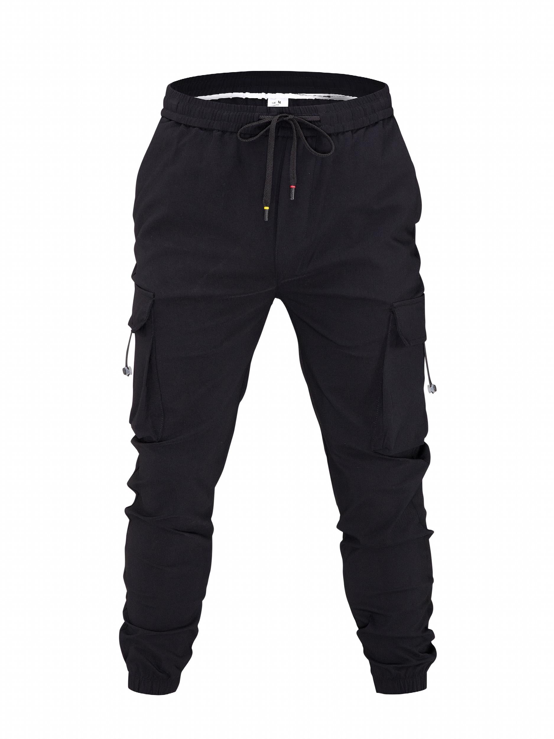 Men's Cargo Pants Drawstring Flap Pocket Loose Jogger Work Pants