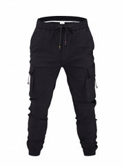 Men's Cargo Pants Drawstring Flap Pocket Loose Jogger Work Pants
