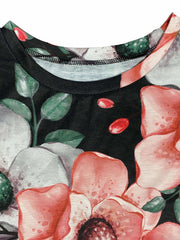 Floral Print Short Sleeve Maxi Dress With Belt