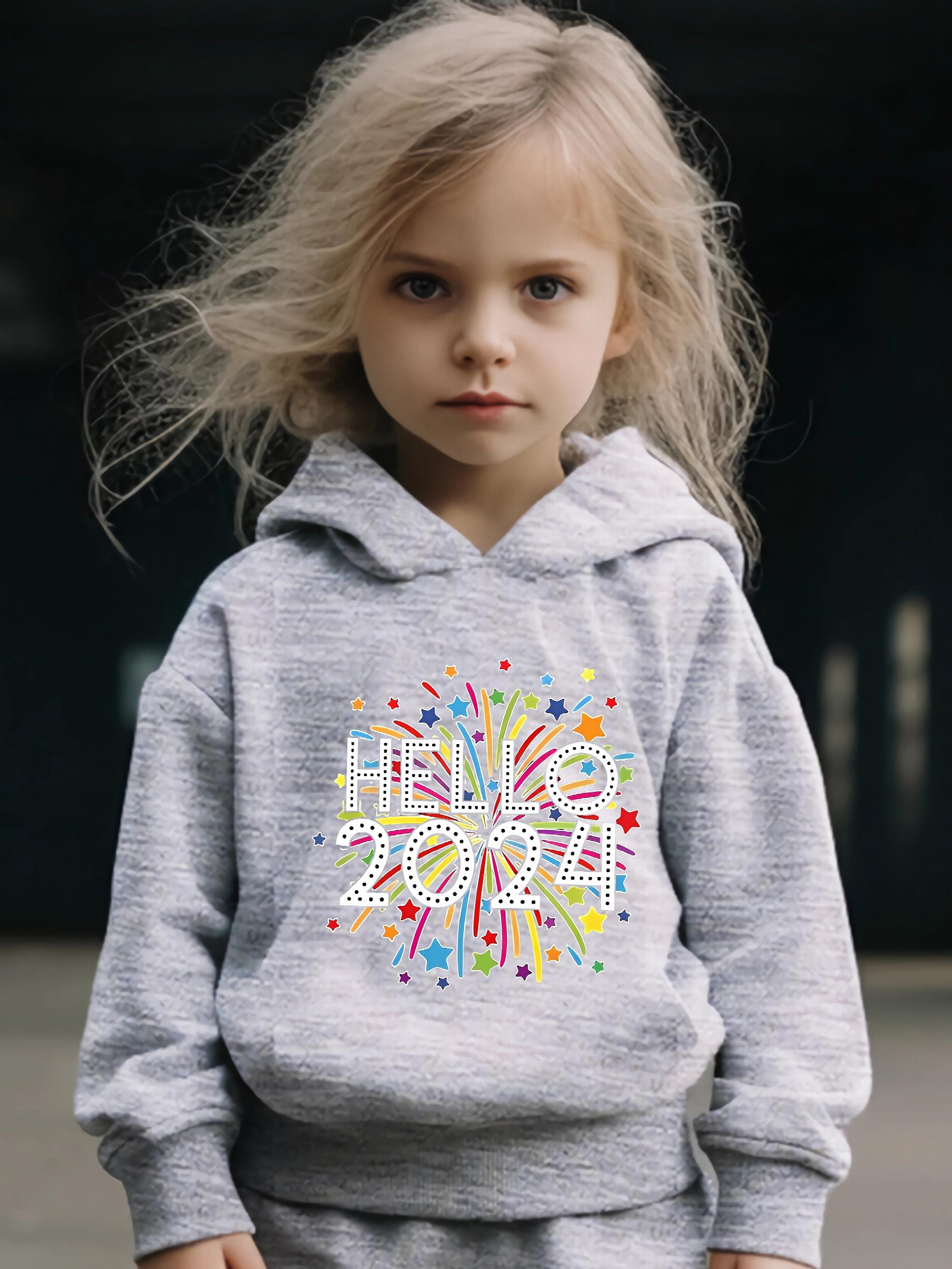 Kid's 2pcs Hello 51 41meter Print Outfit Girl's Sporty Clothes