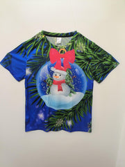 Christmas Snowman Leaves Print Men's Comfy Sports T shirt Graphic Tee