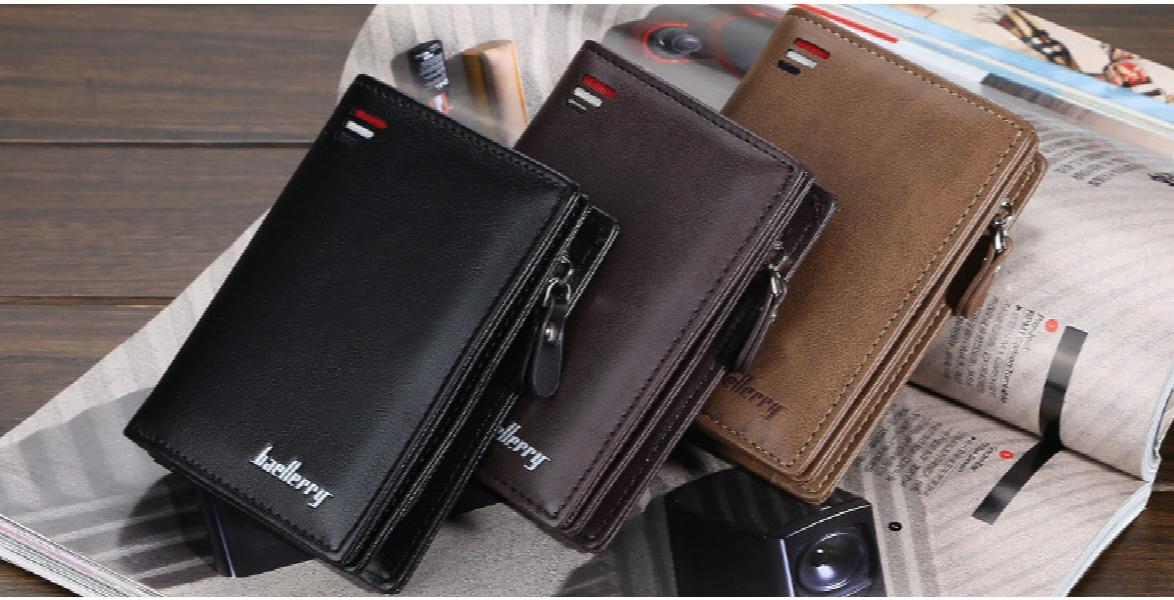 Men's Zipper Short Wallet Vertical Mini Snap Zero Wallet