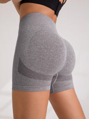 Women's Seamless Hip Lifting Yoga Sports Shorts Wide Waistband Workout Biker Sho
