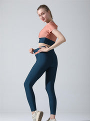 High Waist Women's Short Sleeved Sports Suit
