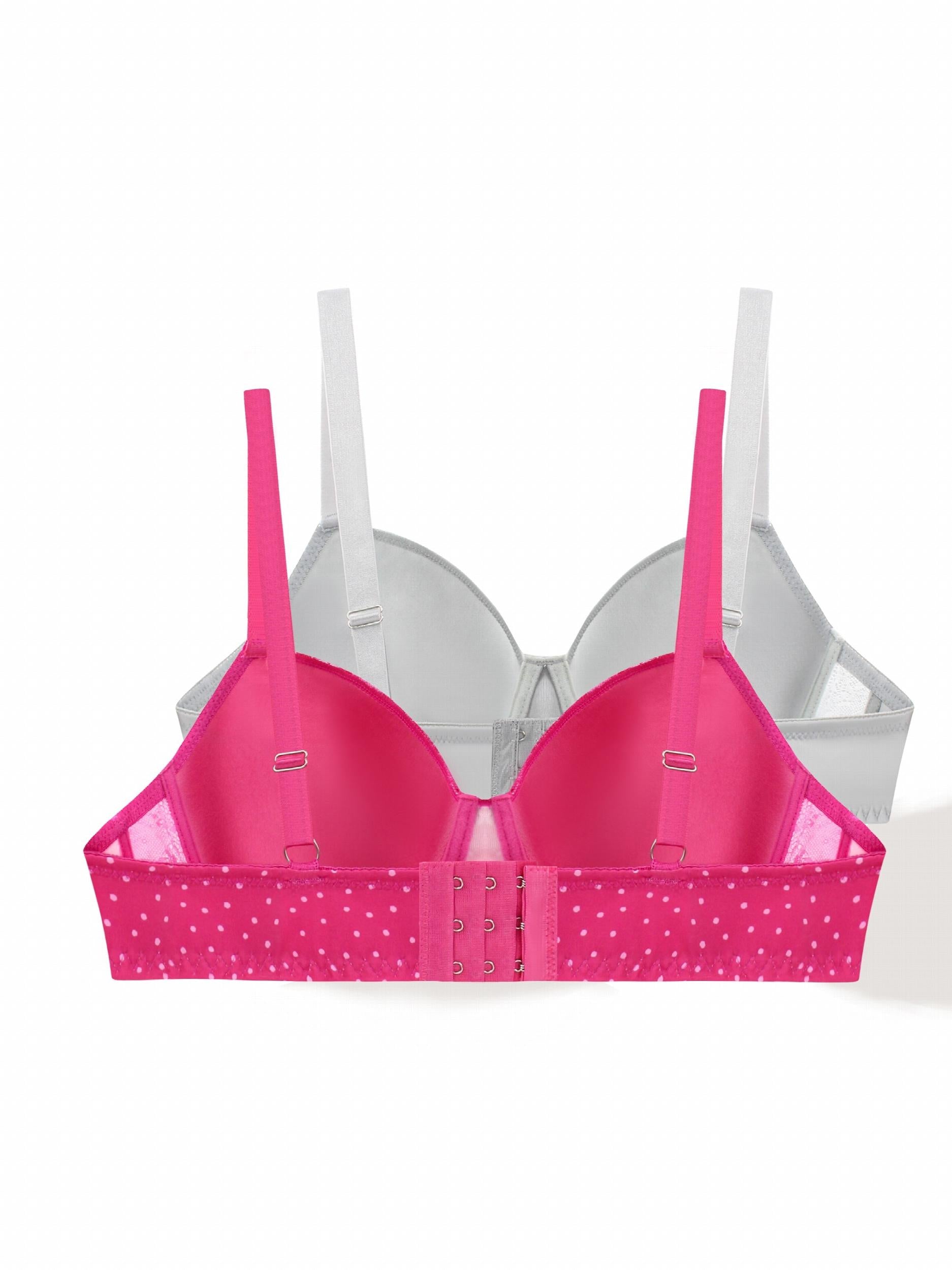 2 Pack Casual Bra Set Women's Plus Floral Jacquard Dot Print Stretch Bra