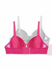 2 Pack Casual Bra Set Women's Plus Floral Jacquard Dot Print Stretch Bra