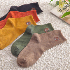 5 Pairs Cartoon Bear Print Socks Comfy & Crew Women's Stockings