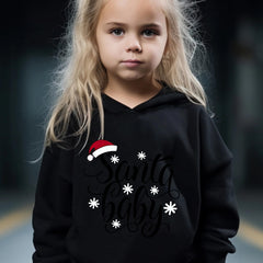 Cartoon Santa Baby Hooded Sweatshirt & Sweatpants Set for Girls