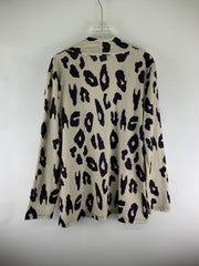 Leopard Print Long Sleeve Open Front Cardigan With Pockets