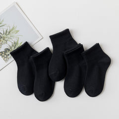 5 pairs Boys Plain Ankle Socks Breathable Comfortable Sport Socks For Kids