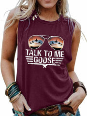 Letter Print Crew Neck Tank Top Sleeveless Casual Summer Women's Top