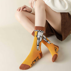 Funny Horse Pattern Crew Socks for Women