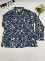Casual Blouse Women's Plus Floral Print Long Sleeve