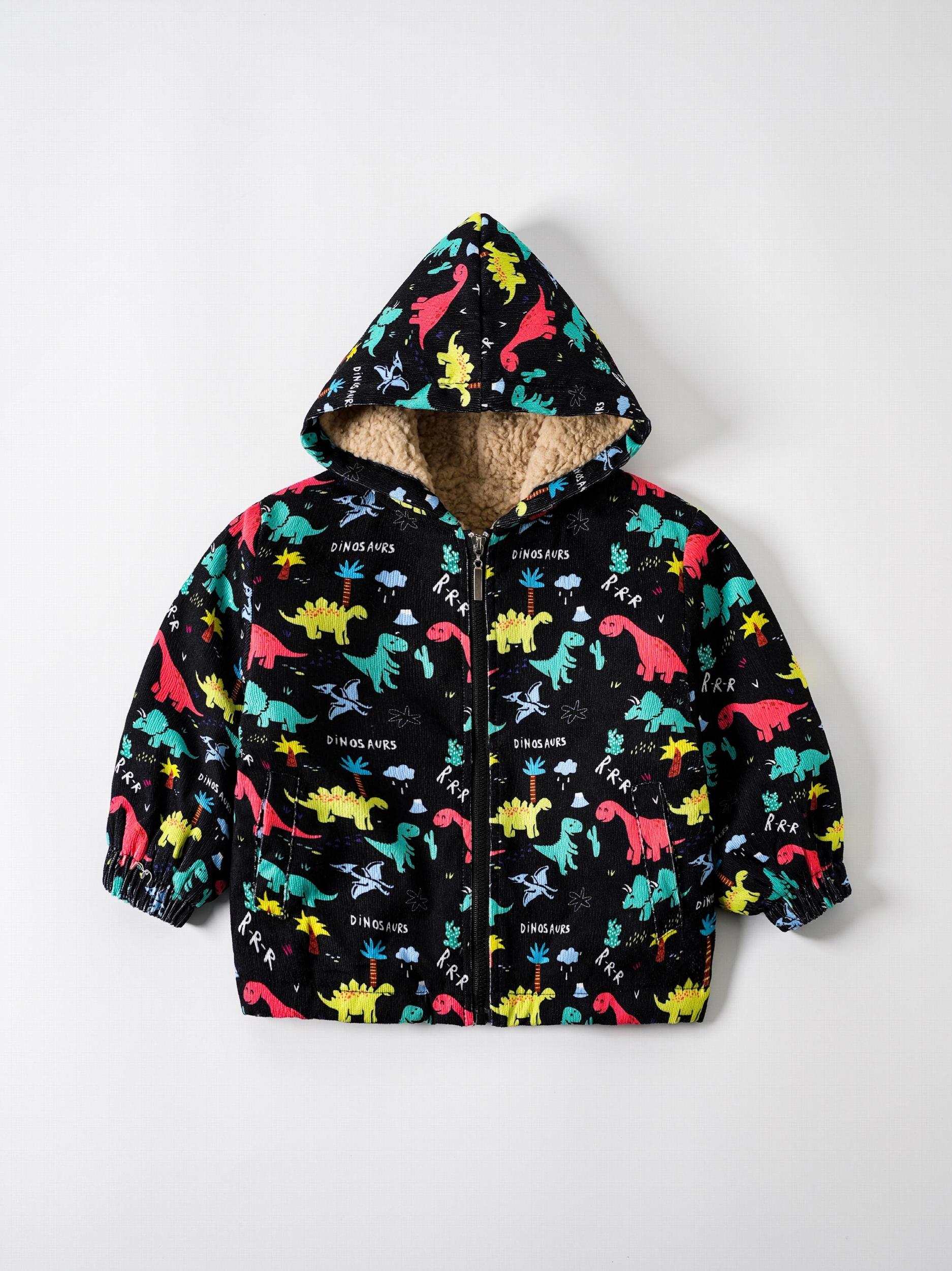 Baby Cartoon Hooded Jacket Fleece Lined Zip Coat