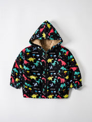 Baby Cartoon Hooded Jacket Fleece Lined Zip Coat