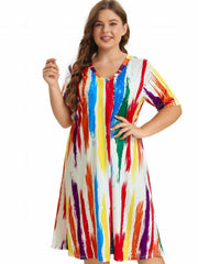 Rainbow Striped Tee Sleep Dress
