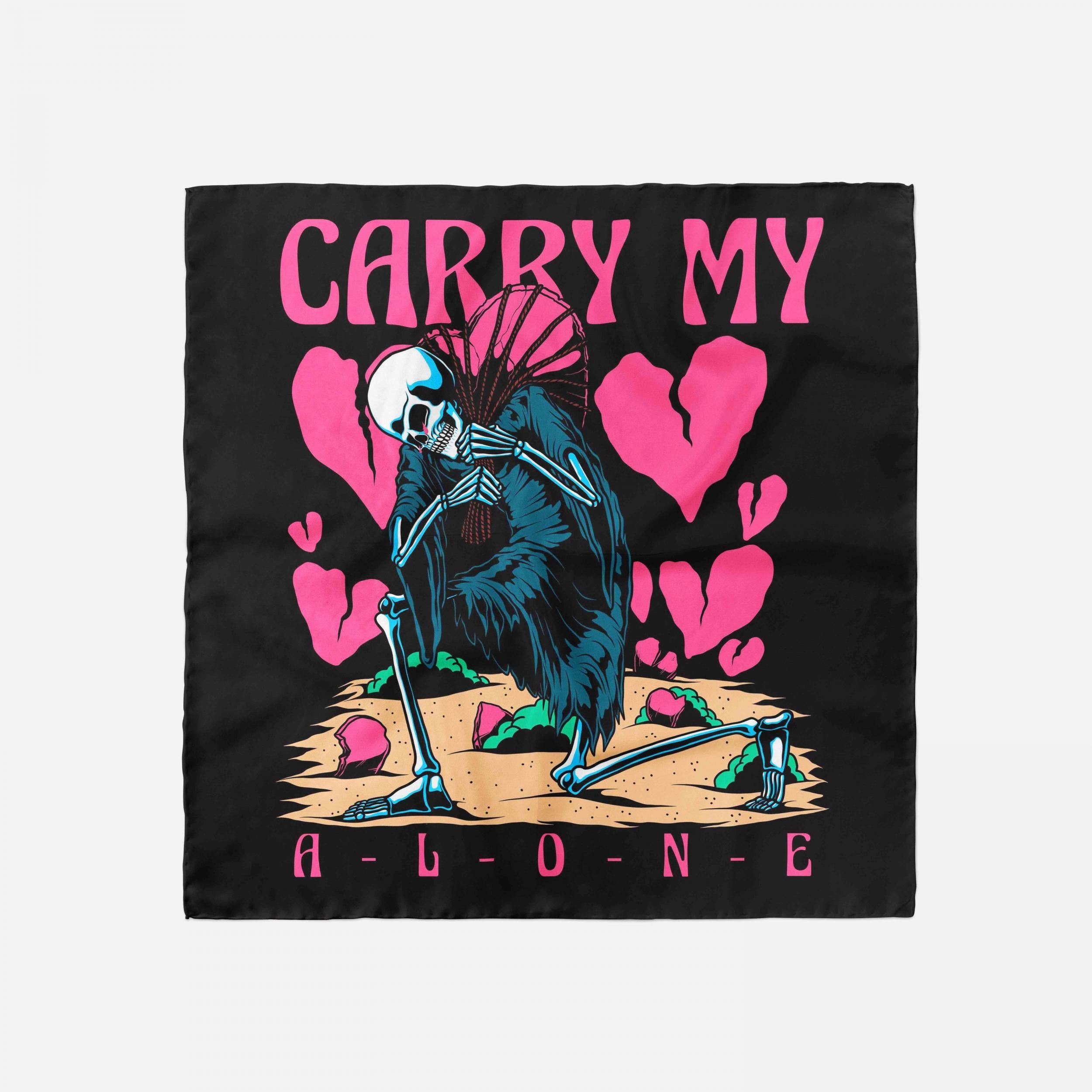 Y2K Skull Print Scarf Hip Hop Bandana Silk Neckerchief