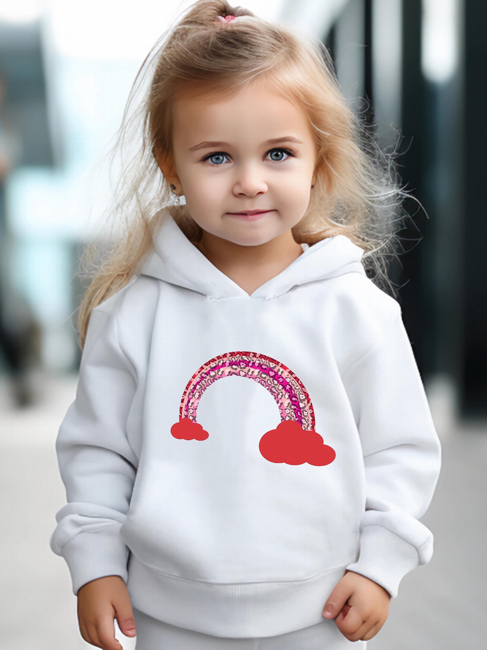 2pcs Sweet Rainbow Graphic Hoodies Pants Set Spring Fall Sports Gift Girls