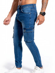 Men's Distressed Slim Fit Jeans with Pockets