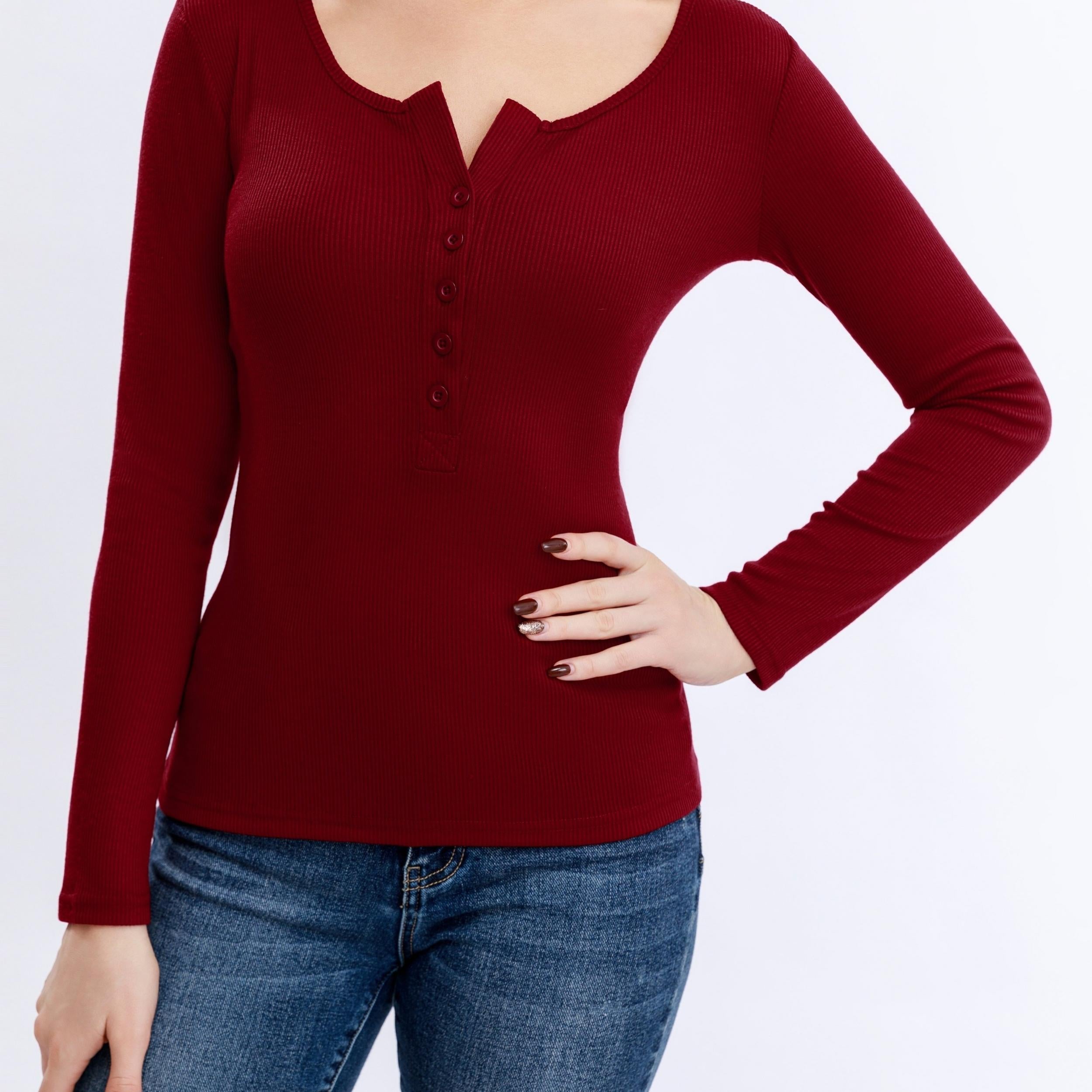 Sexy Button Front Bodysuit with Notched Neck