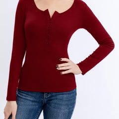 Sexy Button Front Bodysuit with Notched Neck