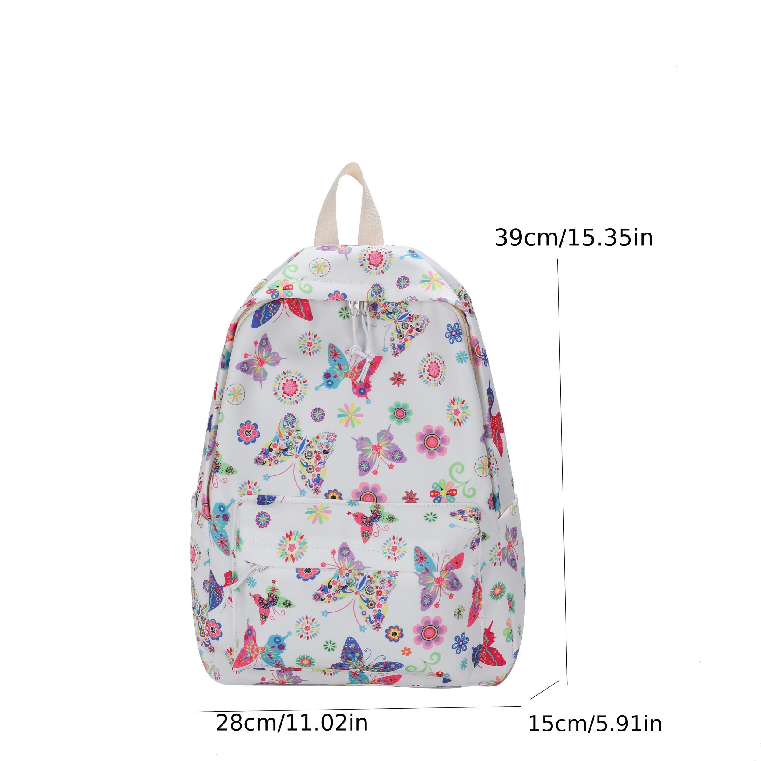 Butterfly Print Large Capacity Backpack