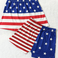 American Flag Print Shorts 2 Pack Sexy Elastic Waist Independence Shorts