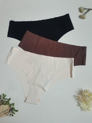 3 Pack Plus Size Basic Panties Set Women's Plus Solid Seamless Briefs