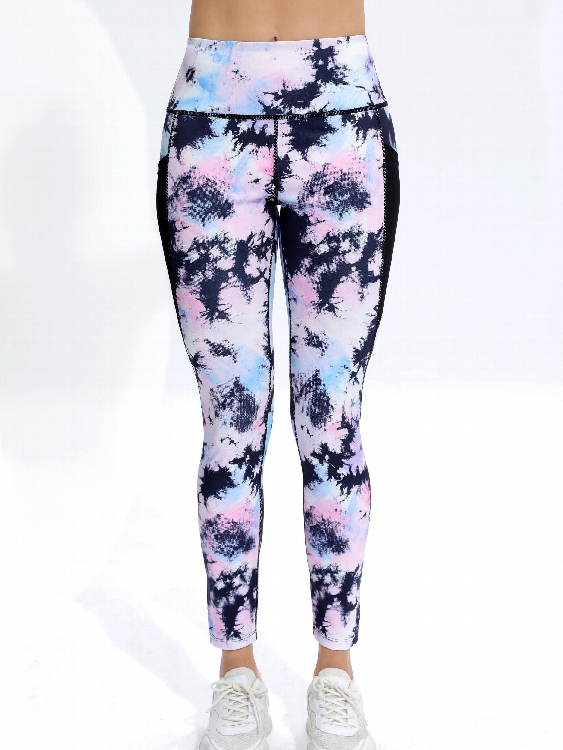 Tie Dye High Waist Yoga Pants Pocket Quick Dry Butt Lift Yoga Leggings