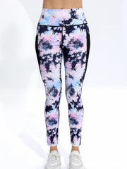 Tie Dye High Waist Yoga Pants Pocket Quick Dry Butt Lift Yoga Leggings