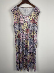 Floral Print Tank Dress Round Neck Slight Stretch