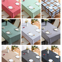 Plastic Tablecloth Straight Edge Plaid Tablecover PVC Lattice - Waterproof