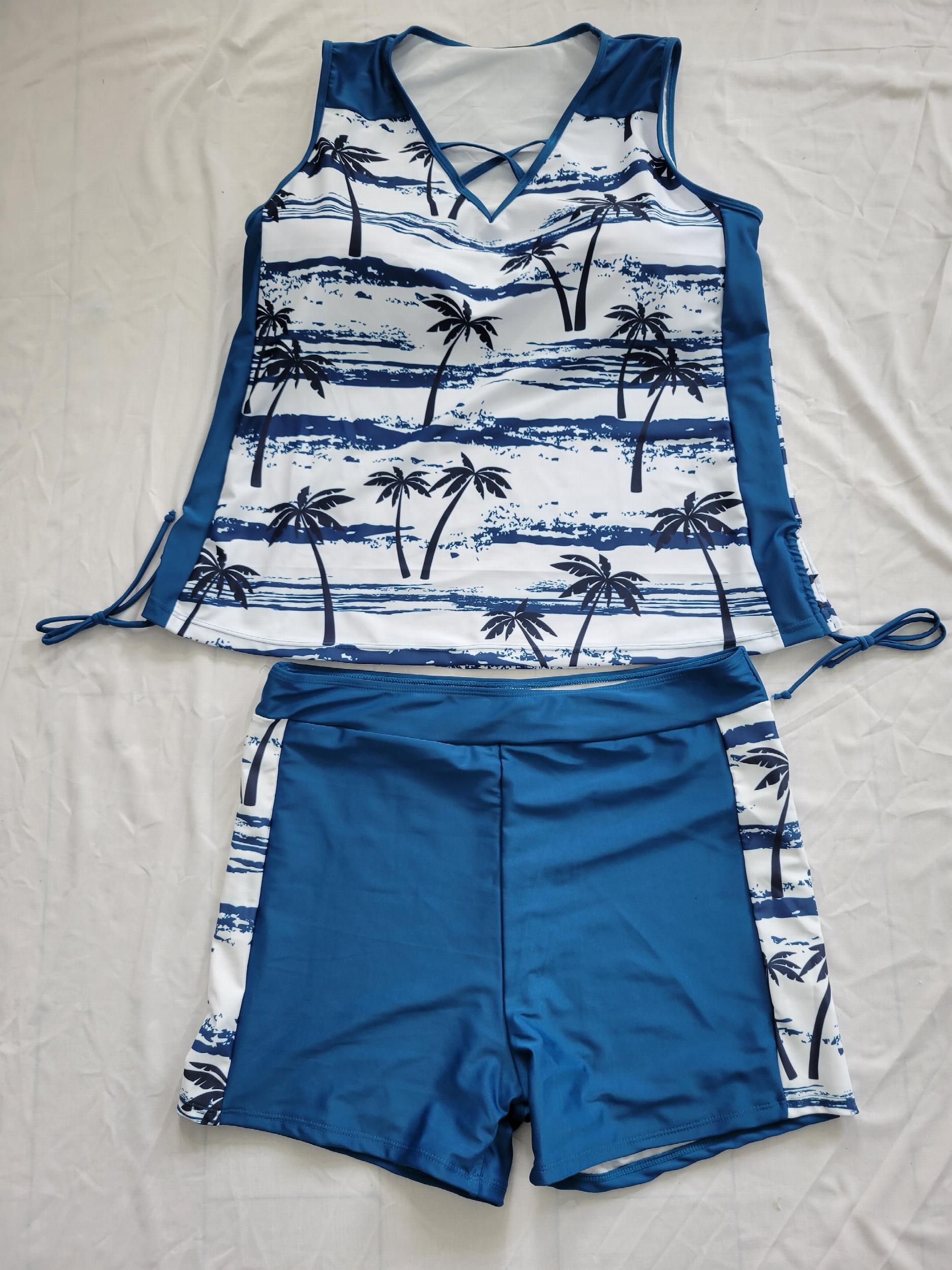 Coconut Tree Print Tankini Set