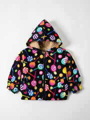 Baby Cartoon Hooded Jacket Fleece Lined Zip Coat