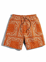 Men's Paisley Print Drawstring Waist Shorts